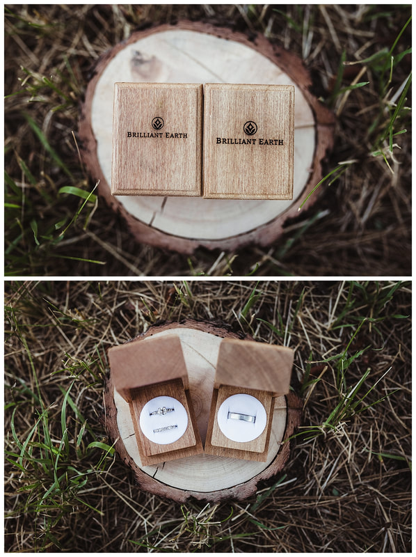 Brilliant Earth wedding rings in wooden boxes in Bend, Oregon