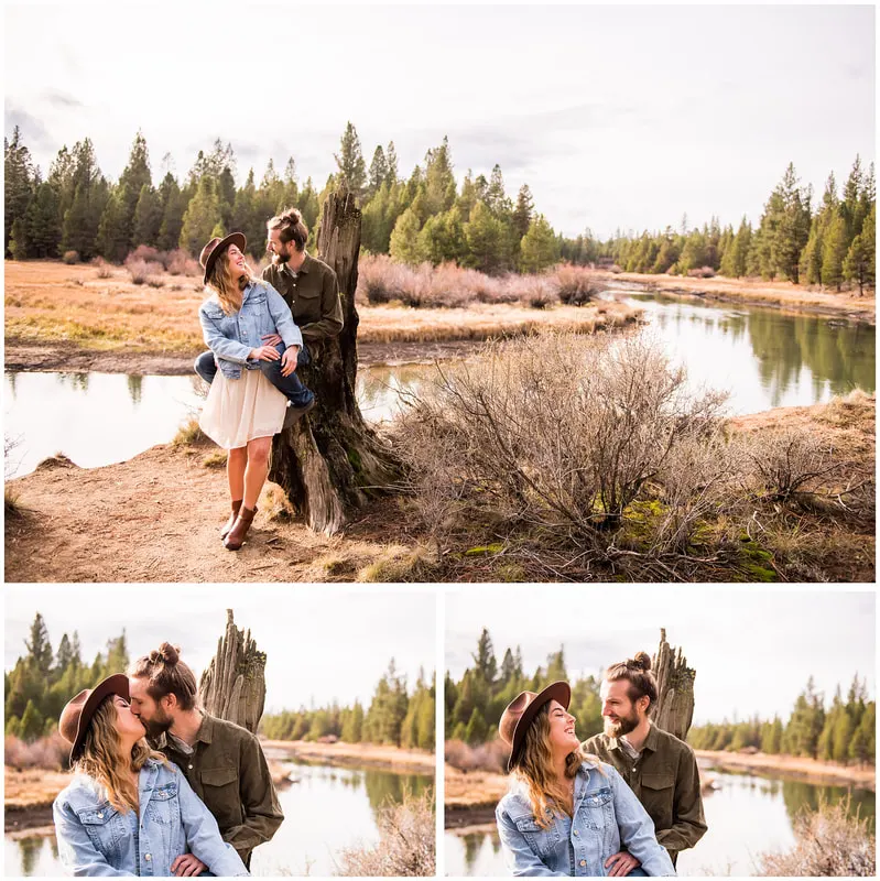 Engagement photos in Sunriver, Oregon along the Deschutes River