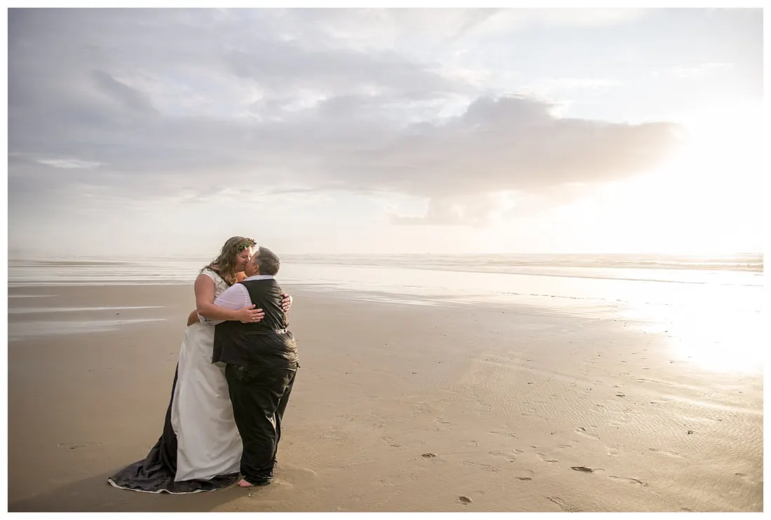 Oregon coast wedding photography of same sex couple