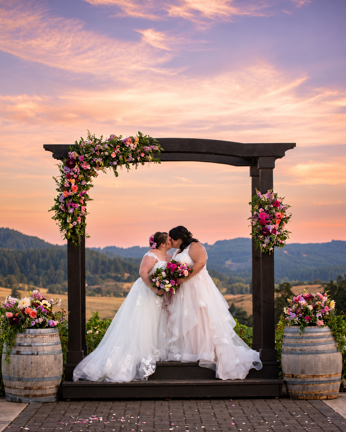Two brides celebrating their wedding at Sweet Cheeks Winery
